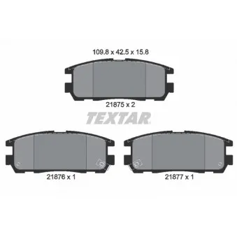 TEXTAR 2187501 - Jeu de 4 plaquettes de frein arrière