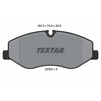 TEXTAR 2206201 - Jeu de 4 plaquettes de frein avant