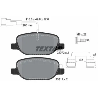 TEXTAR 2207201 - Jeu de 4 plaquettes de frein arrière