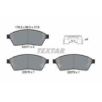 TEXTAR 2207701 - Jeu de 4 plaquettes de frein avant