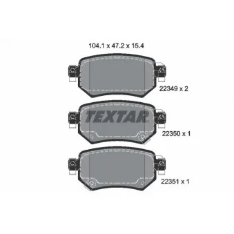 TEXTAR 2234901 - Jeu de 4 plaquettes de frein arrière