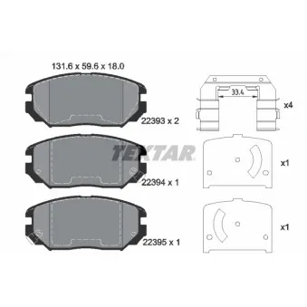 Jeu de 4 plaquettes de frein avant TEXTAR OEM S581012EA30