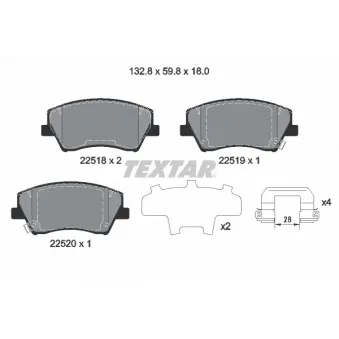TEXTAR 2251801 - Jeu de 4 plaquettes de frein avant