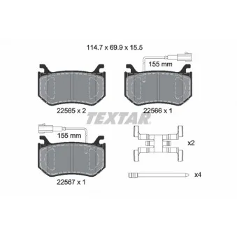 TEXTAR 2256501 - Jeu de 4 plaquettes de frein arrière