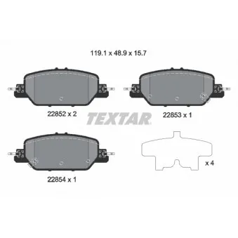 TEXTAR 2285201 - Jeu de 4 plaquettes de frein arrière