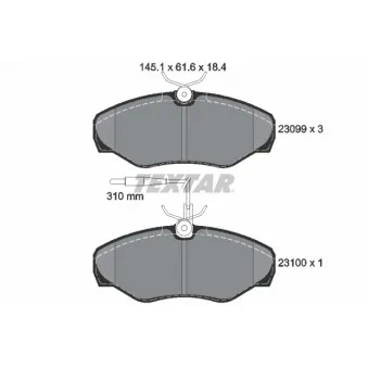 Jeu de 4 plaquettes de frein avant TEXTAR OEM 6025370851