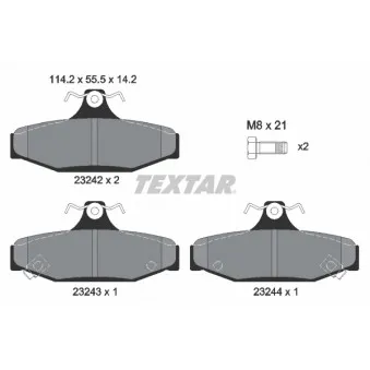 TEXTAR 2324201 - Jeu de 4 plaquettes de frein arrière