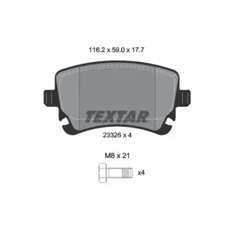 TEXTAR 2332611 - Jeu de 4 plaquettes de frein arrière