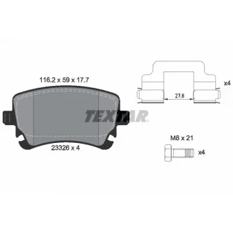 TEXTAR 2332681 - Jeu de 4 plaquettes de frein arrière