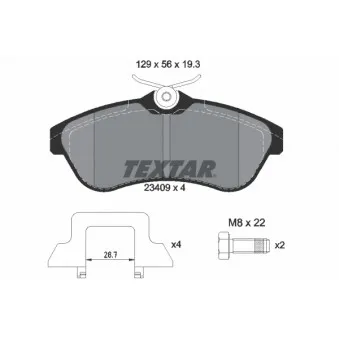 Jeu de 4 plaquettes de frein avant TEXTAR 2340902 pour CITROEN C3 1.4 - 75cv