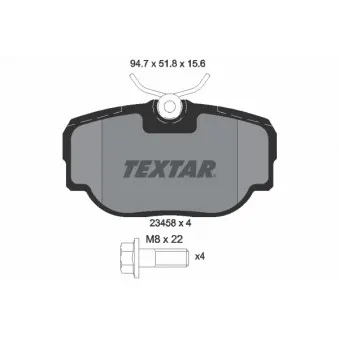 TEXTAR 2345801 - Jeu de 4 plaquettes de frein arrière