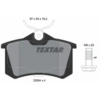 TEXTAR 2355406 - Jeu de 4 plaquettes de frein arrière