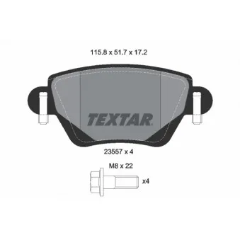 TEXTAR 2355701 - Jeu de 4 plaquettes de frein arrière