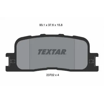 TEXTAR 2370201 - Jeu de 4 plaquettes de frein arrière