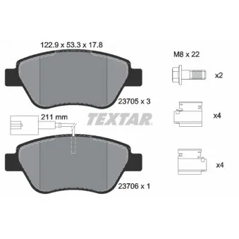 TEXTAR 2370581 - Jeu de 4 plaquettes de frein avant