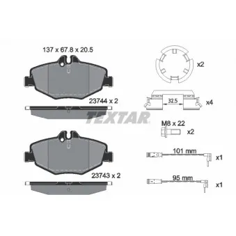 Jeu de 4 plaquettes de frein avant TEXTAR OEM A0044207920