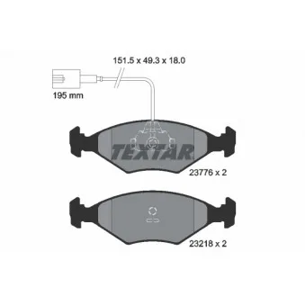 TEXTAR 2377601 - Jeu de 4 plaquettes de frein avant