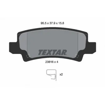TEXTAR 2381601 - Jeu de 4 plaquettes de frein arrière