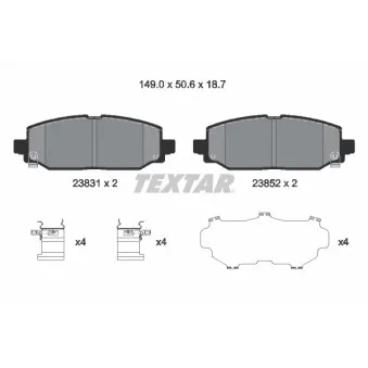TEXTAR 2383101 - Jeu de 4 plaquettes de frein arrière