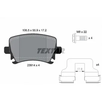TEXTAR 2391401 - Jeu de 4 plaquettes de frein arrière
