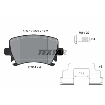 TEXTAR 2391402 - Jeu de 4 plaquettes de frein arrière