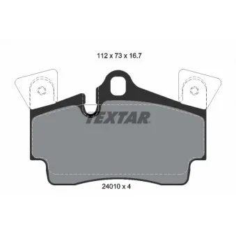 TEXTAR 2401001 - Jeu de 4 plaquettes de frein arrière