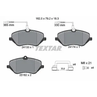 Jeu de 4 plaquettes de frein avant TEXTAR OEM 1611458980
