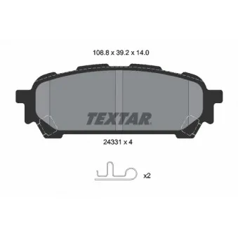 TEXTAR 2433101 - Jeu de 4 plaquettes de frein arrière