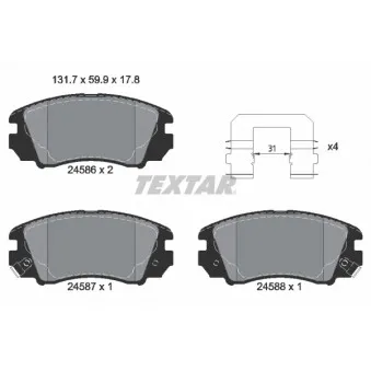 TEXTAR 2458601 - Jeu de 4 plaquettes de frein avant