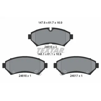 Jeu de 4 plaquettes de frein avant TEXTAR OEM 18042449
