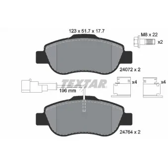 Jeu de 4 plaquettes de frein avant TEXTAR OEM ME9S5J2K021AB