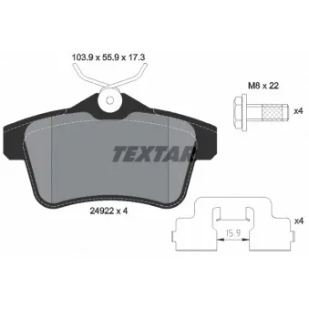 TEXTAR 2492201 - Jeu de 4 plaquettes de frein arrière