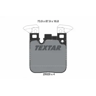 TEXTAR 2502901 - Jeu de 4 plaquettes de frein arrière