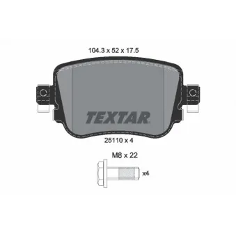 TEXTAR 2511003 - Jeu de 4 plaquettes de frein arrière