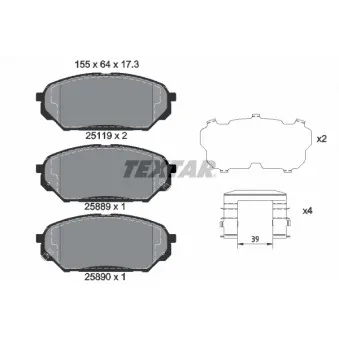 Jeu de 4 plaquettes de frein avant TEXTAR OEM S581013JA50