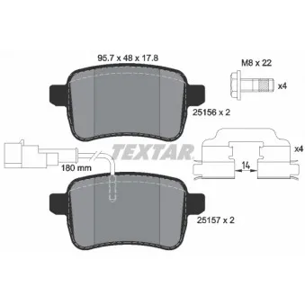 TEXTAR 2515601 - Jeu de 4 plaquettes de frein arrière