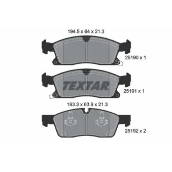 TEXTAR 2519001 - Jeu de 4 plaquettes de frein avant