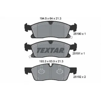 Jeu de 4 plaquettes de frein avant TEXTAR OEM 68052370AB