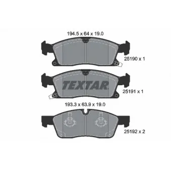 TEXTAR 2519002 - Jeu de 4 plaquettes de frein avant