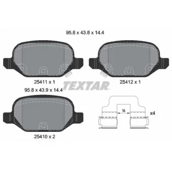 TEXTAR 2541101 - Jeu de 4 plaquettes de frein arrière