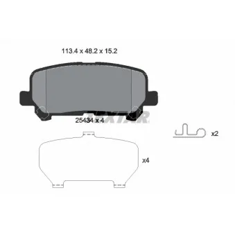 Jeu de 4 plaquettes de frein arrière TEXTAR 2543401 pour TOYOTA HIACE 2.8 - 163cv