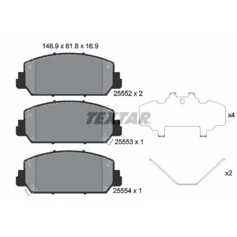 Jeu de 4 plaquettes de frein avant TEXTAR 2555201 pour HONDA HR-V 1.6 i-DTEC - 120cv