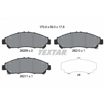 Jeu de 4 plaquettes de frein avant TEXTAR 2620901
