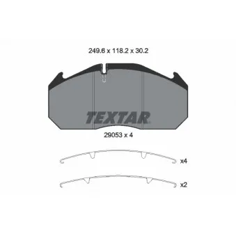 Jeu de 4 plaquettes de frein avant TEXTAR 2905301 pour VAN HOOL T-Serie T 916, T 917, T 918, T 919 - 462cv