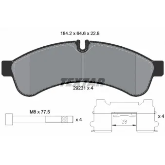 TEXTAR 2923101 - Jeu de 4 plaquettes de frein arrière