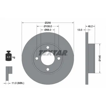 Jeu de 2 disques de frein avant TEXTAR OEM 443615301