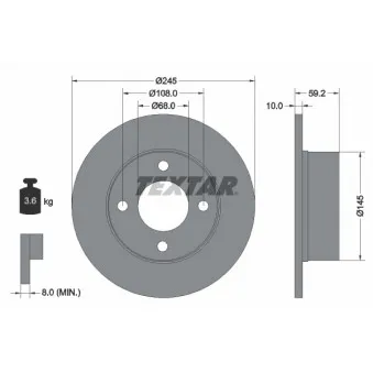 Jeu de 2 disques de frein arrière TEXTAR OEM 443615601