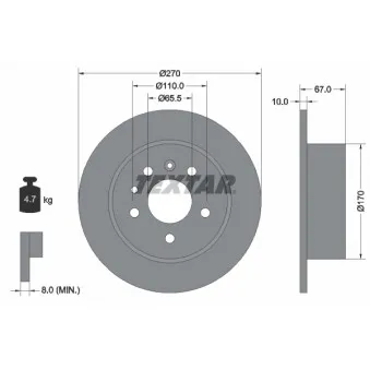 TEXTAR 92038200 - Jeu de 2 disques de frein arrière