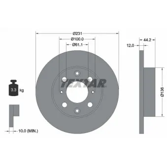 Jeu de 2 disques de frein avant TEXTAR OEM DBP3169