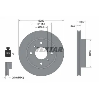 TEXTAR 92047500 - Jeu de 2 disques de frein avant